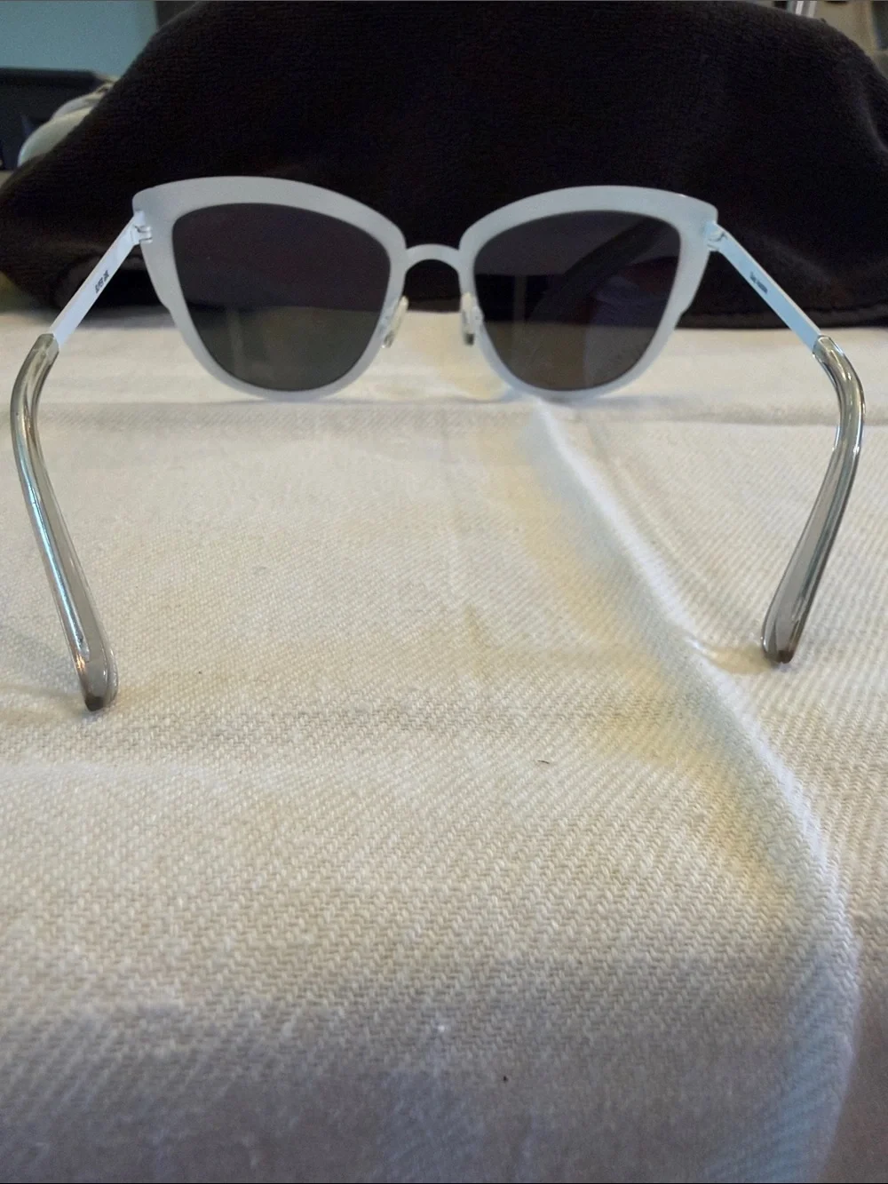 Quay Australia Super Girl White Cat Eye Sunglasses with Mirrored Lenses